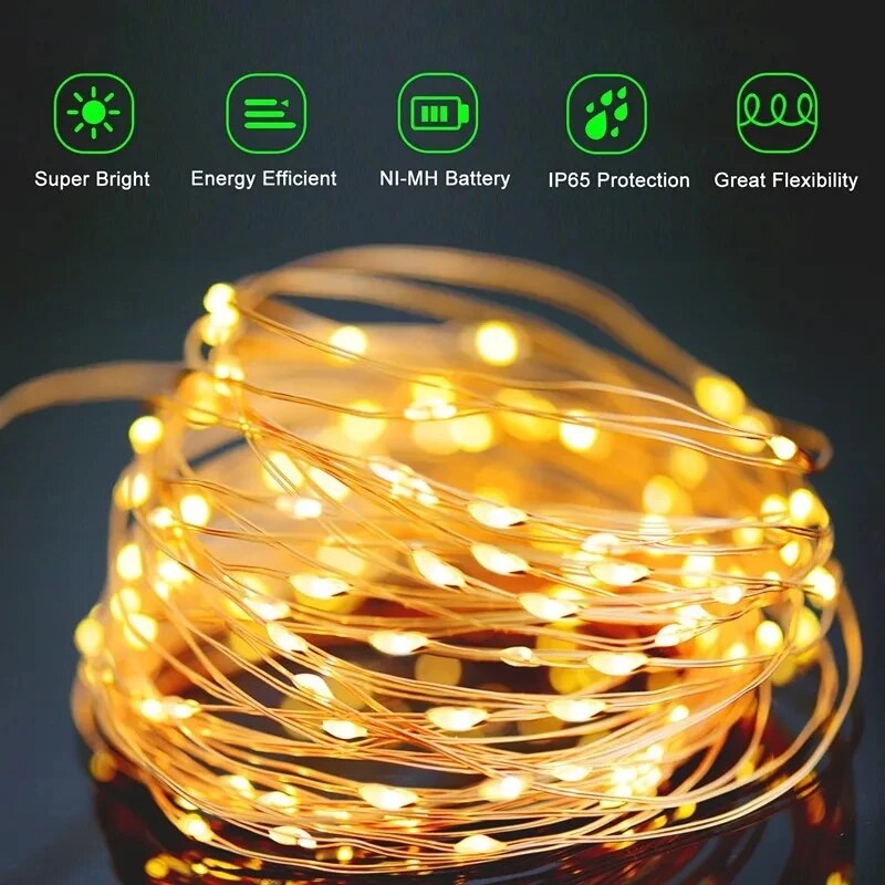 100 LED Солнечная Фея Водонепр – обзор и цена Outdoor Lighting No Wiring